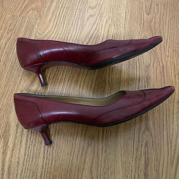 Vintage Christian Louboutin Red leather pointed kitten heels size EU 37 - Picture 5 of 12